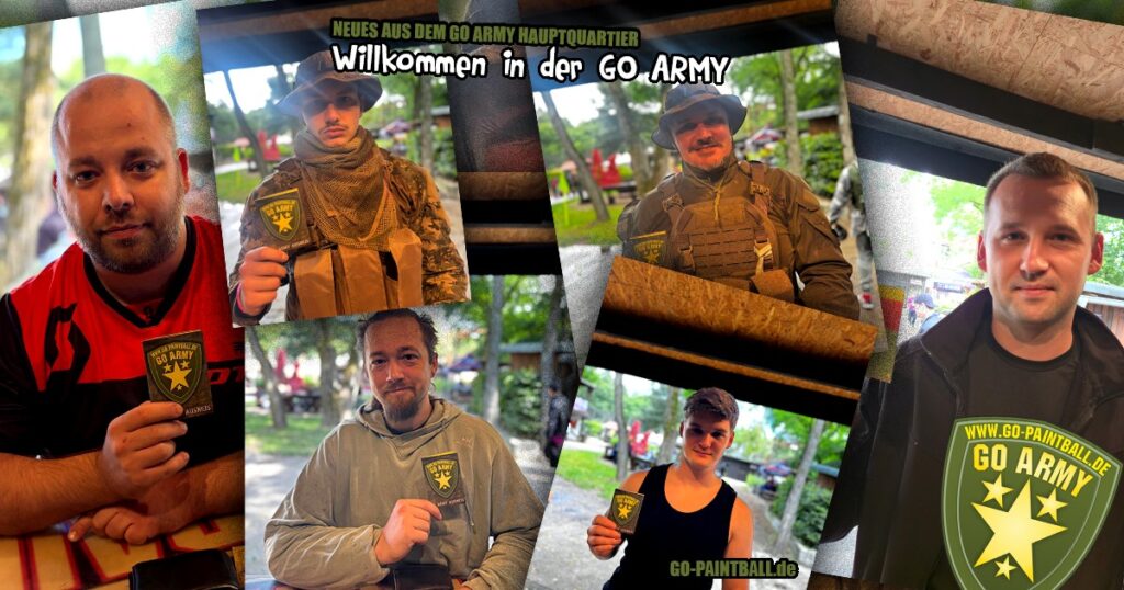 Neue GO ARMY Mitglieder auf dem Spielfeld im GO Paintball Adventure Park