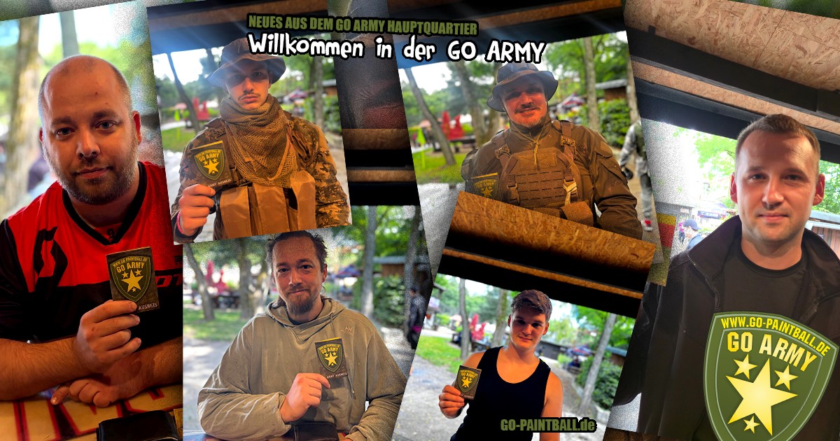 Neue GO ARMY Mitglieder auf dem Spielfeld im GO Paintball Adventure Park