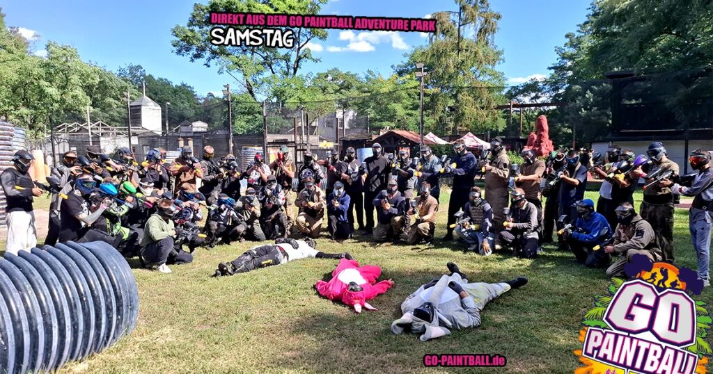 Voller Spieltag im Paintball Adventure Park Brandenburg mit Gästen aller Altersgruppen
