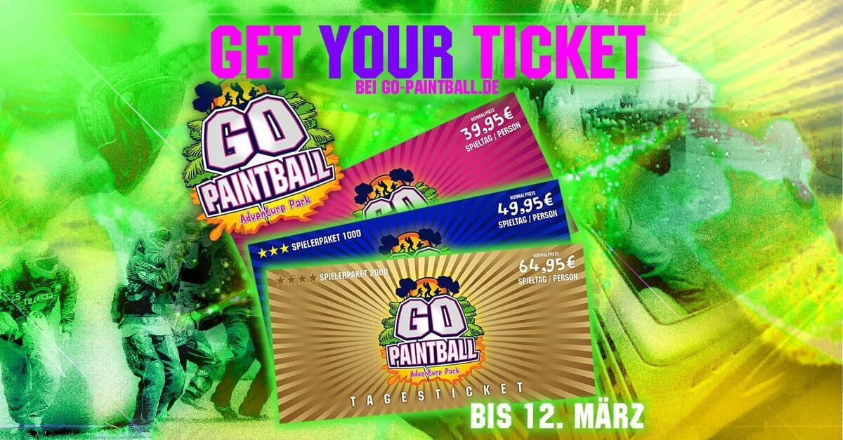 Jetzt wieder sparen und Ticket kaufen! GO PAINTBALL ADVENTURE PARK